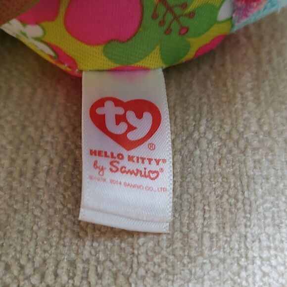 TY Hello Kitty by Sanrio Aqua Blue Tropical Flower 6" Plush 2014 - Picture 5 of 9